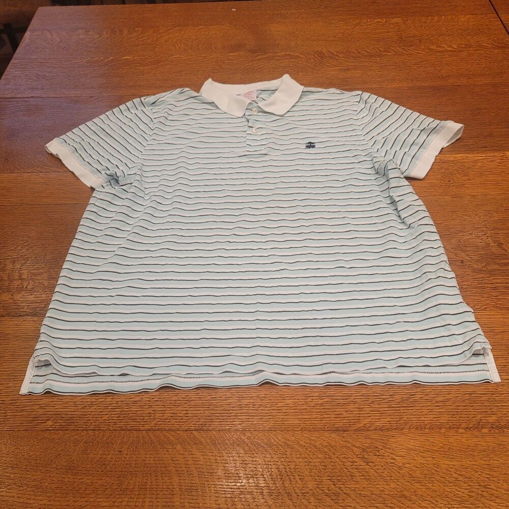 Brooks Brothers Polo Shirt Striped Supima Cotton Original Fit Performance XL